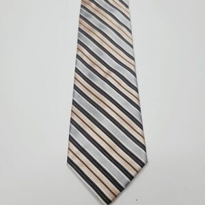 Ted Baker London Silk Gray Peach Diagonal Striped Neck Tie